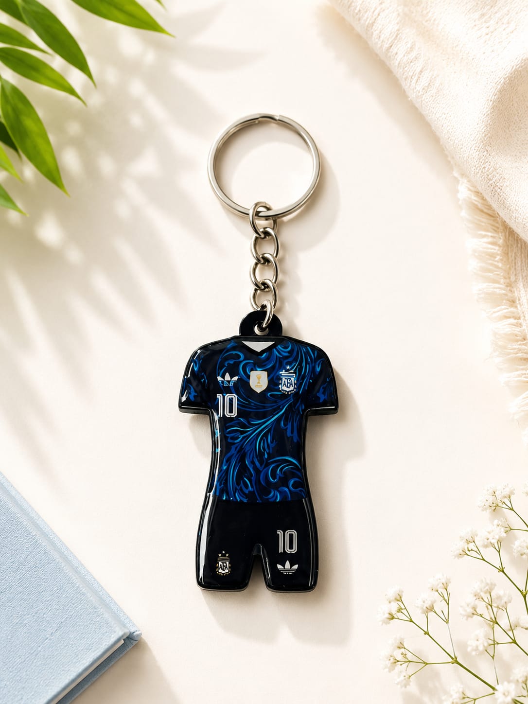 Argentina No. 10 Football Jersey Keychain – Messi Inspired Mini Shirt Key Ring