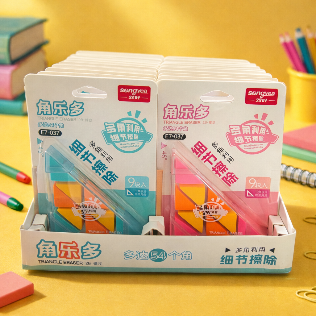 Kiwoo GeoSmart Geometric Triangle Eraser Set for Students and Artists