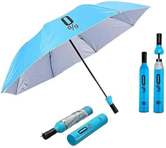 Bottle Shape Portable Folding Umbrella With Bottle Cover - Double Layer, UV Protection