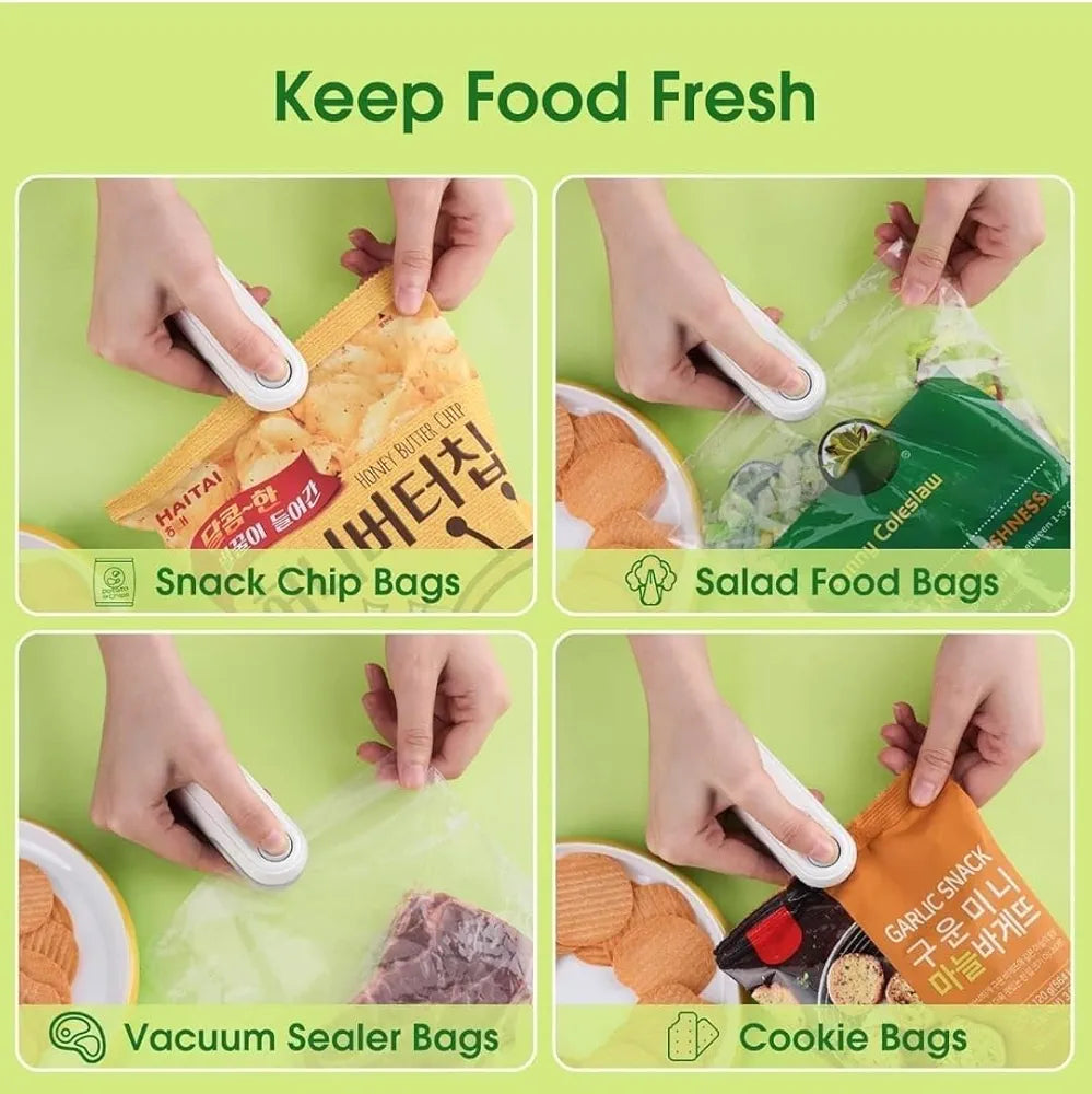 Portable Mini Packet Sealer for Food & Snacks –Rechargeable Mini Handheld Food Sealer