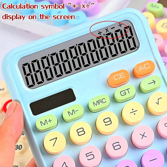 12-Digit Desktop Calculator with Large Display – Solar & Battery Dual Power, Cute Colorful Electronic Desk Calculator for Office, School & Students