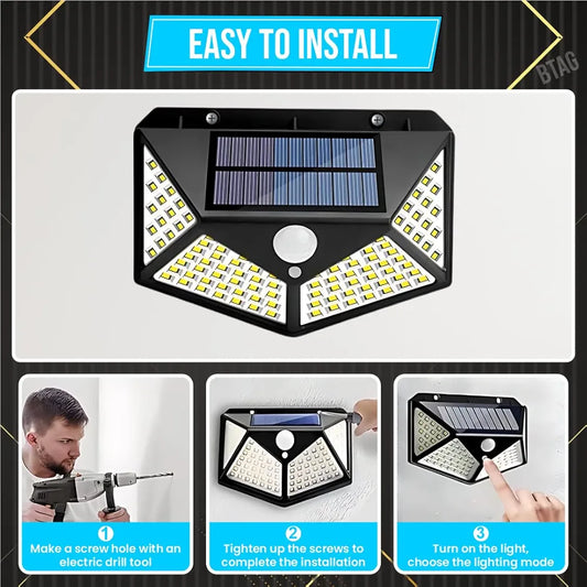 Solar-Powered LED Security Wall Light – Motion Sensor, Waterproof, 120° Wide Angle, Wireless Outdoor Lamp