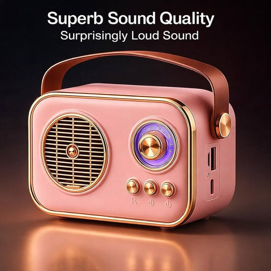 Epic Retro Bluetooth Speaker 5W – Vintage Radio Design, Type-C, 8H Battery, USB & AUX