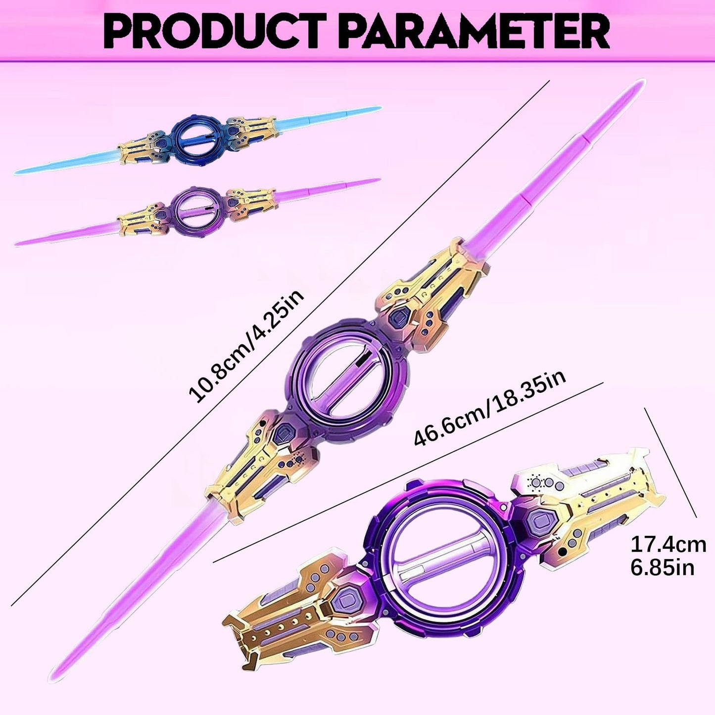 Fire Spin Double-Edged Lightsaber Toy – 360° Rotating Sword with 7-Color LEDs & Sound