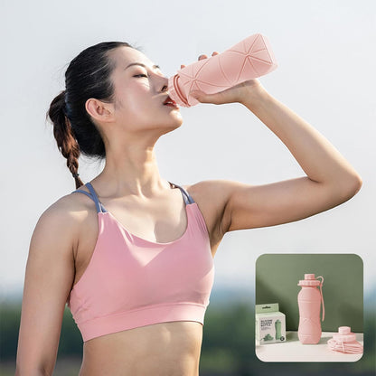 Foldable Silicone Water Bottle 600ml | Leak-Proof & BPA-Free