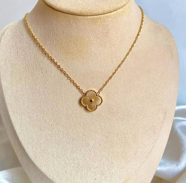 Temora Gold Plated Lucky Charm Luxury Four Leaf Clover Necklace For Women