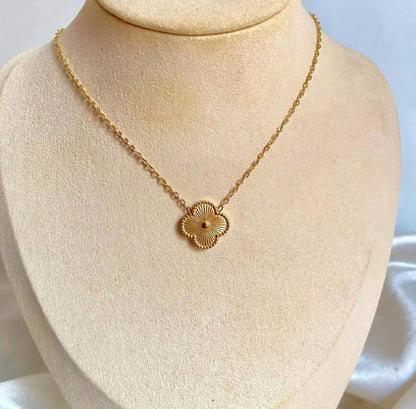 Temora Gold Plated Lucky Charm Luxury Four Leaf Clover Necklace For Women