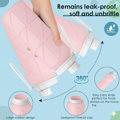 Foldable Silicone Water Bottle 600ml | Leak-Proof & BPA-Free