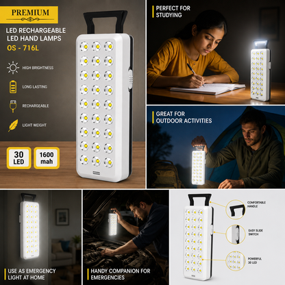 Osring OS-716L Rechargeable LED Emergency Light – 30 LED Portable Hand Lamp