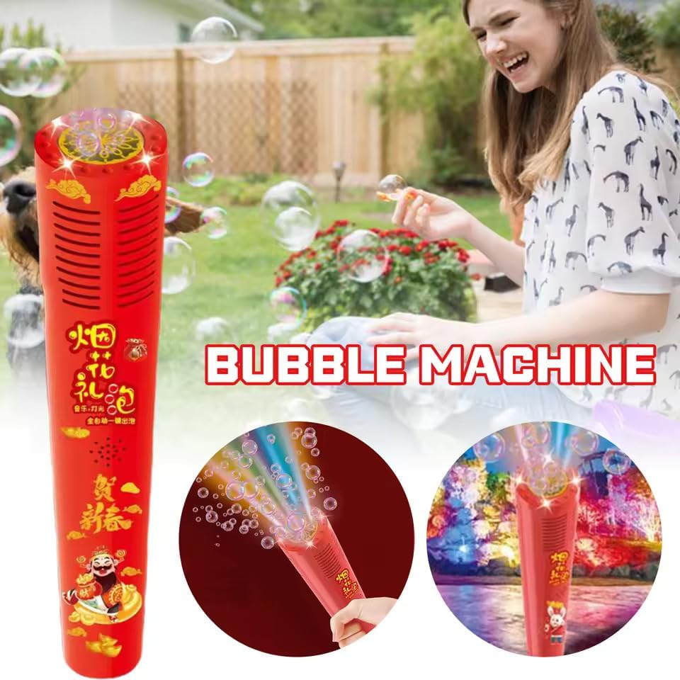 Bubble Tower Machine with LED Lights & Fireworks Sound for Kids & Parties