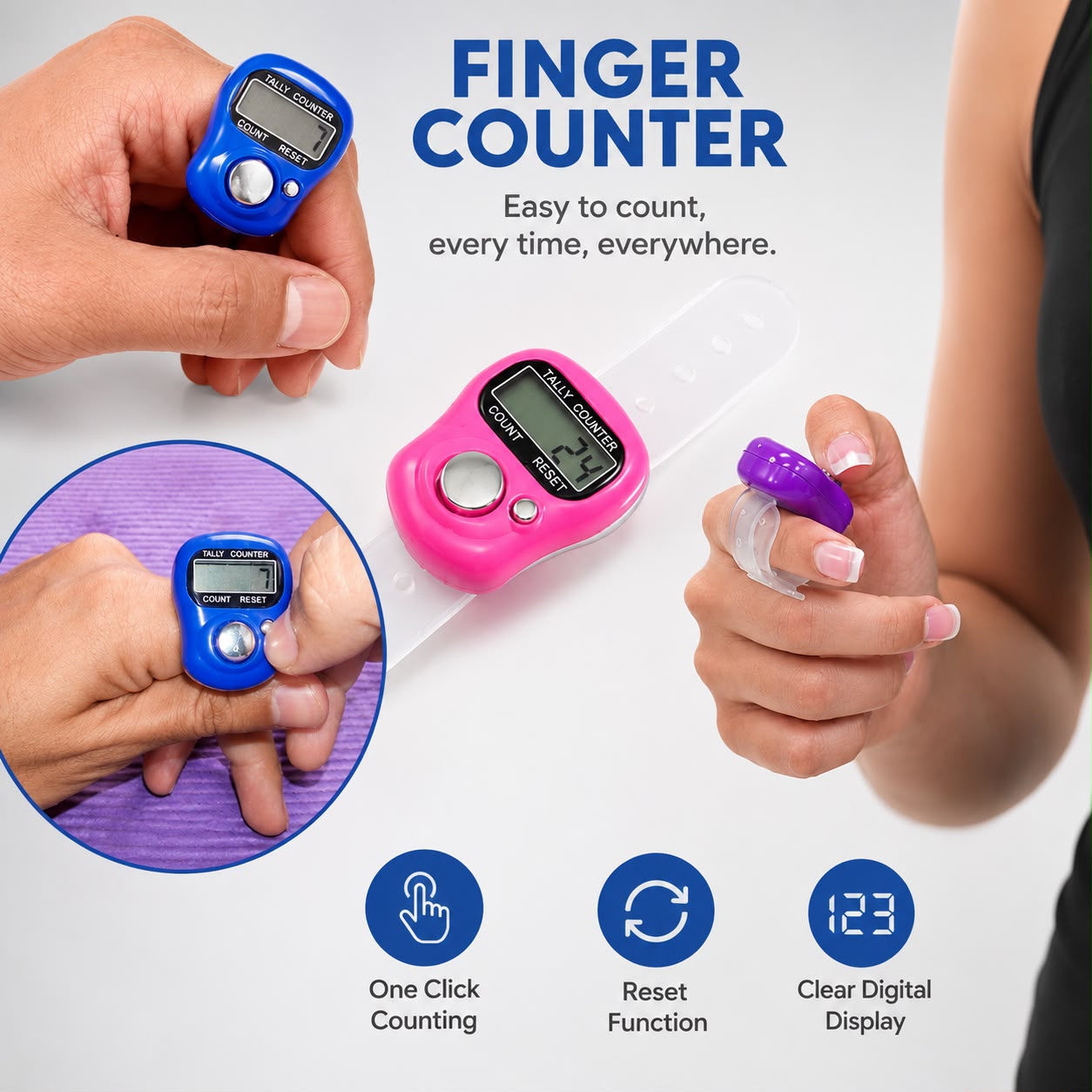 Finger Ring Digital Tally Counter with Led Display | Counter for Japa, Prayer