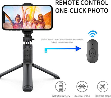 R1 Extendable Selfie Stick with Tripod Stand and Detachable Wireless Bluetooth Remote