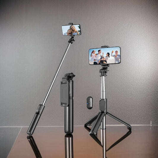 R1 Extendable Selfie Stick with Tripod Stand and Detachable Wireless Bluetooth Remote