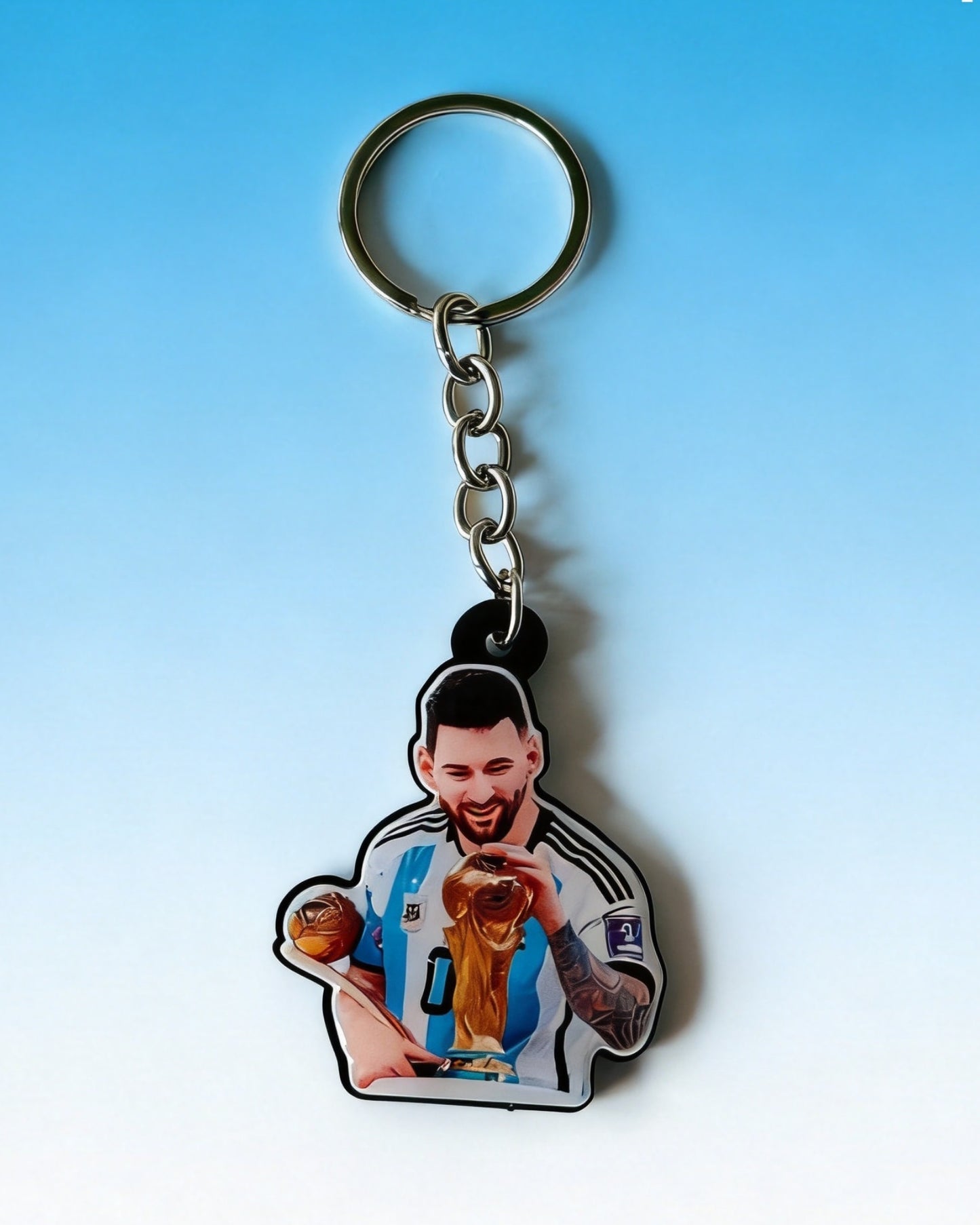 Argentina Football Legend Keychain – Messi World Champion Acrylic Key Ring