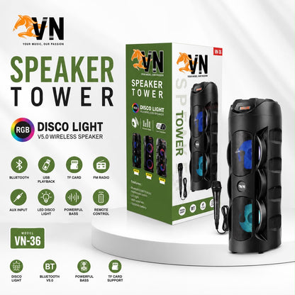 SpeakerTower 30W Bluetooth Party Speaker with RGB Disco Lights VN-36