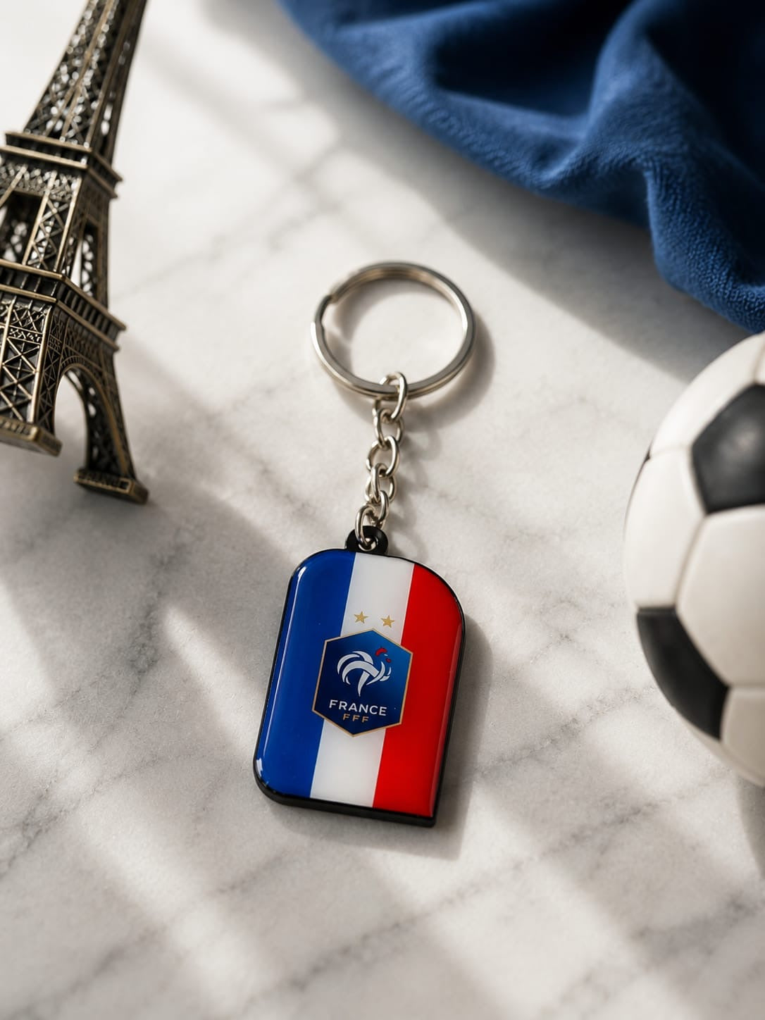 France Football Team Keychain – Tricolor Shield Design Key Ring