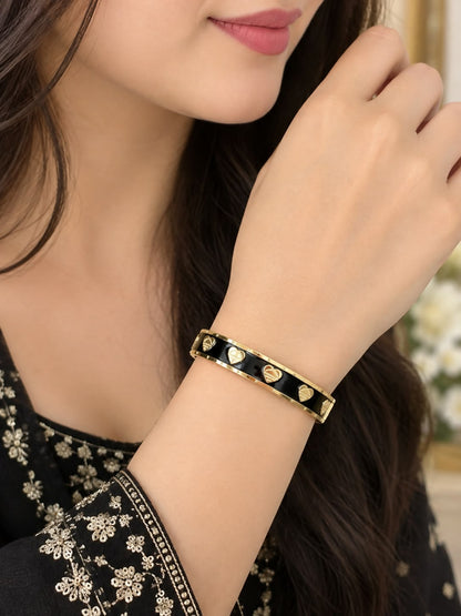 Designer Bangle, Gold-Plated with Blue Enamel