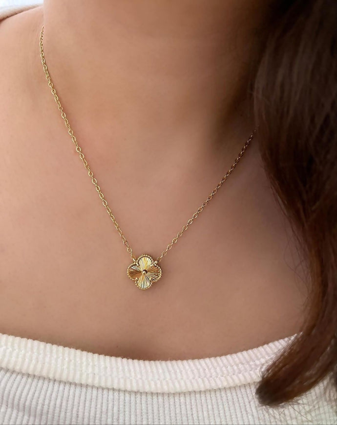 Temora Gold Plated Lucky Charm Luxury Four Leaf Clover Necklace For Women