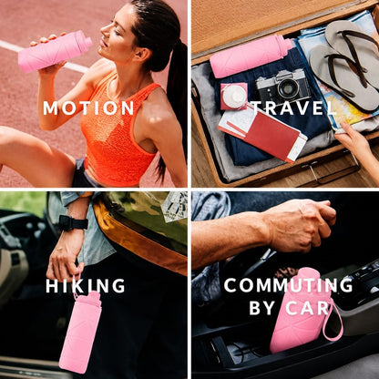 Foldable Silicone Water Bottle 600ml | Leak-Proof & BPA-Free