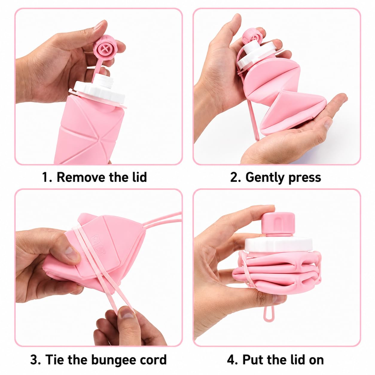 Foldable Silicone Water Bottle 600ml | Leak-Proof & BPA-Free