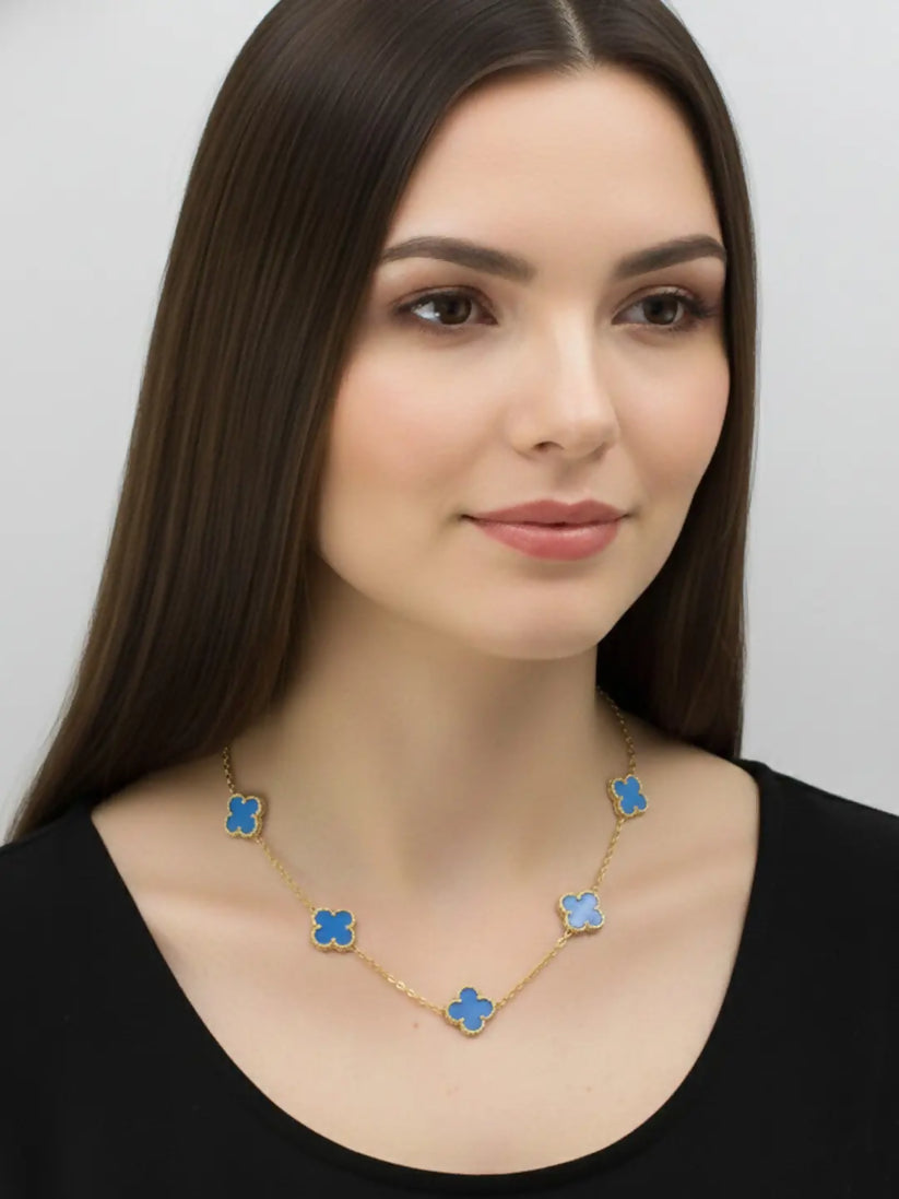 Blue Clover Charm Pendant Necklace X4694733