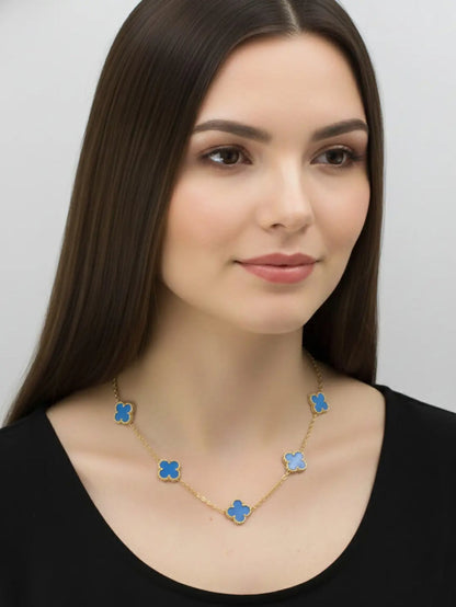 Blue Clover Charm Pendant Necklace X4694733