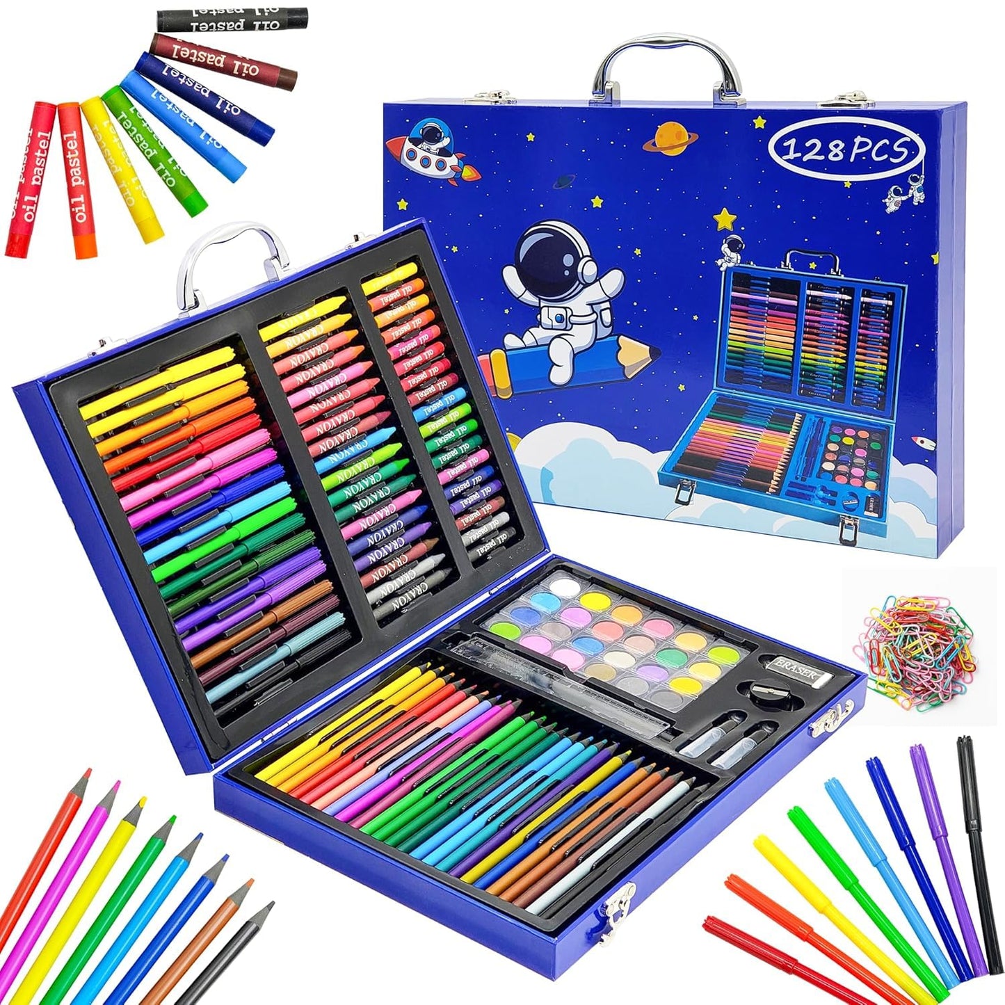 128-Piece Kids Art & Drawing Set in Portable Carry Case