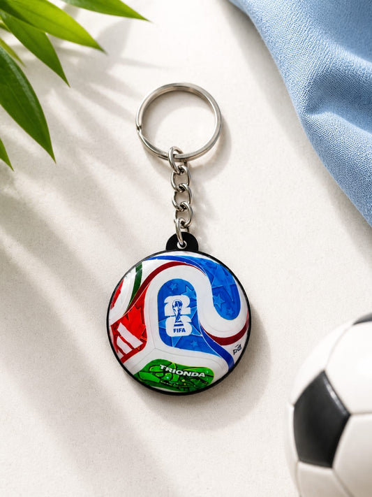 Football-Inspired Round Keychain | Stylish Soccer Fan Key Ring