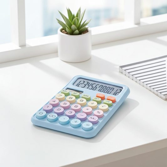 12-Digit Desktop Calculator with Large Display – Solar & Battery Dual Power, Cute Colorful Electronic Desk Calculator for Office, School & Students