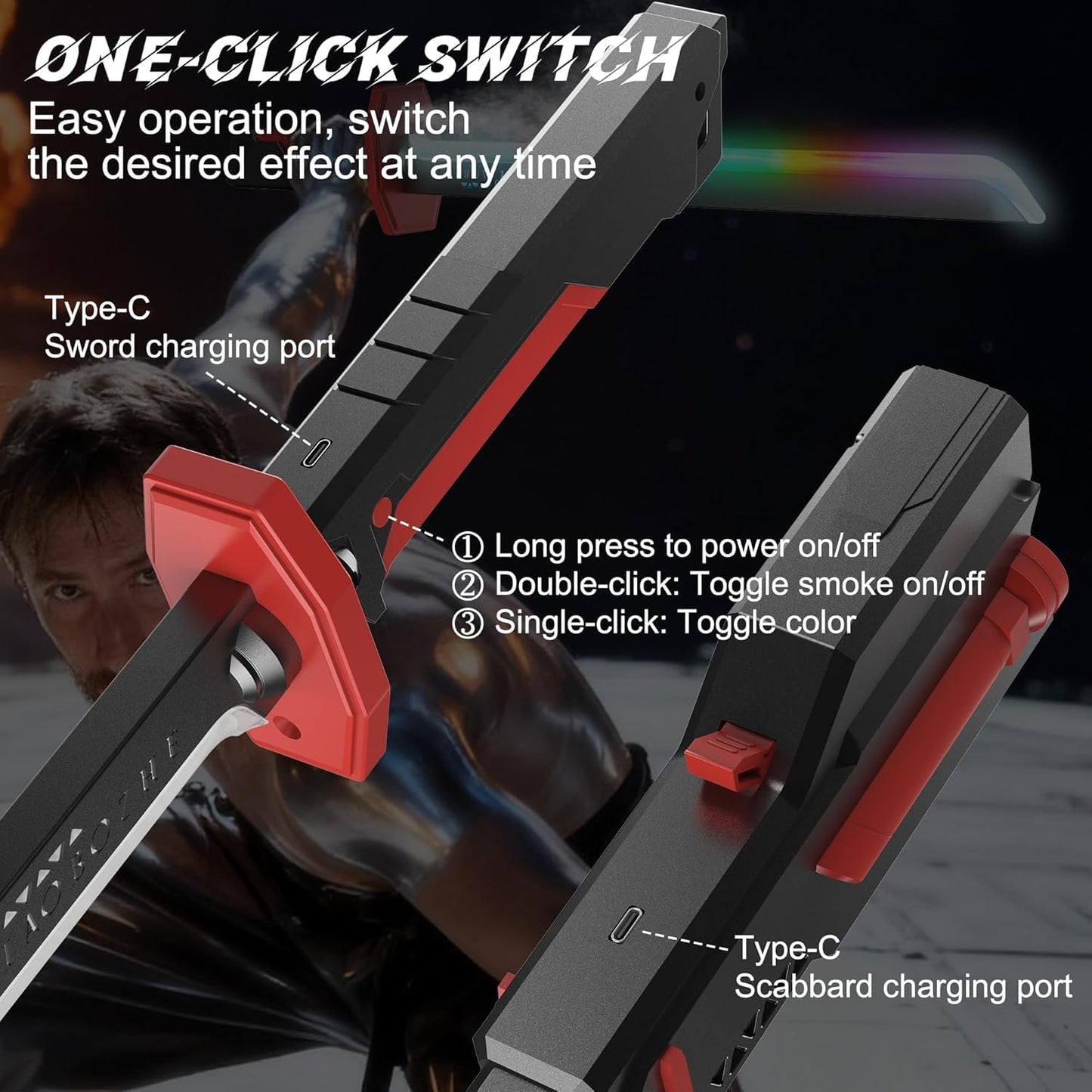 LED Sword with Smoke, Spark & Sound Effects