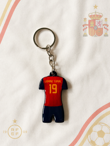 Spain No. 19 Football Jersey Keychain – Lamine Yamal Inspired Mini Shirt Key Ring