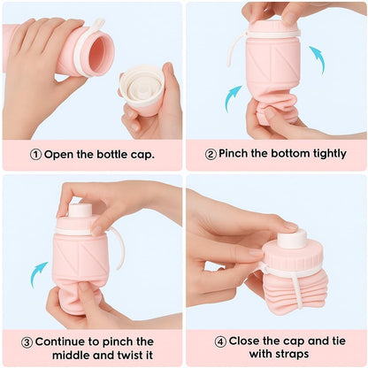 Foldable Silicone Water Bottle 600ml | Leak-Proof & BPA-Free