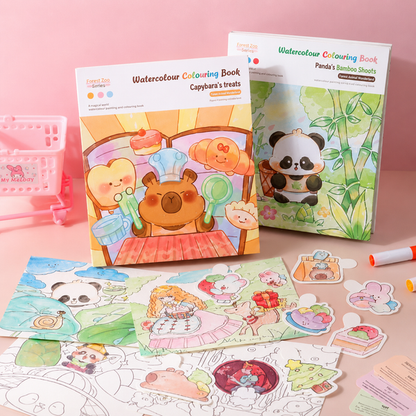 Watercolour Colouring Book With Paints (Assorted)