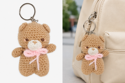 Handmade Crochet Teddy Bear Keychain