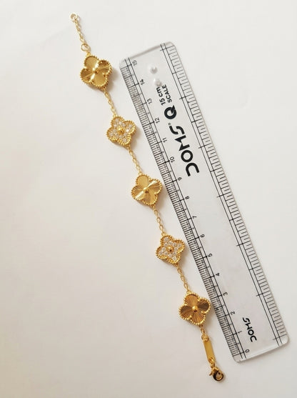 Five-Motif Luxury Gold Clover Bracele