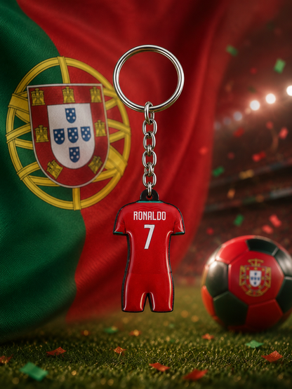 Ronaldo #7 Portugal Home Jersey Keychain