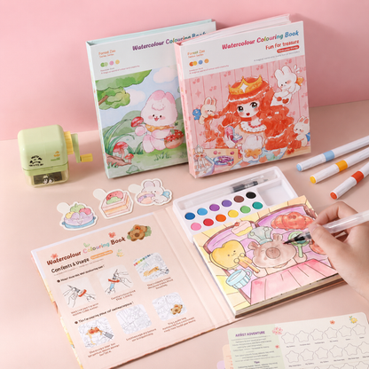 Watercolour Colouring Book With Paints (Assorted)