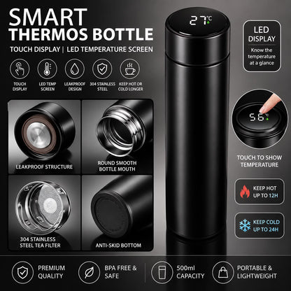 Smart Thermos Temperature Display Vacuum Bottle – 500ml