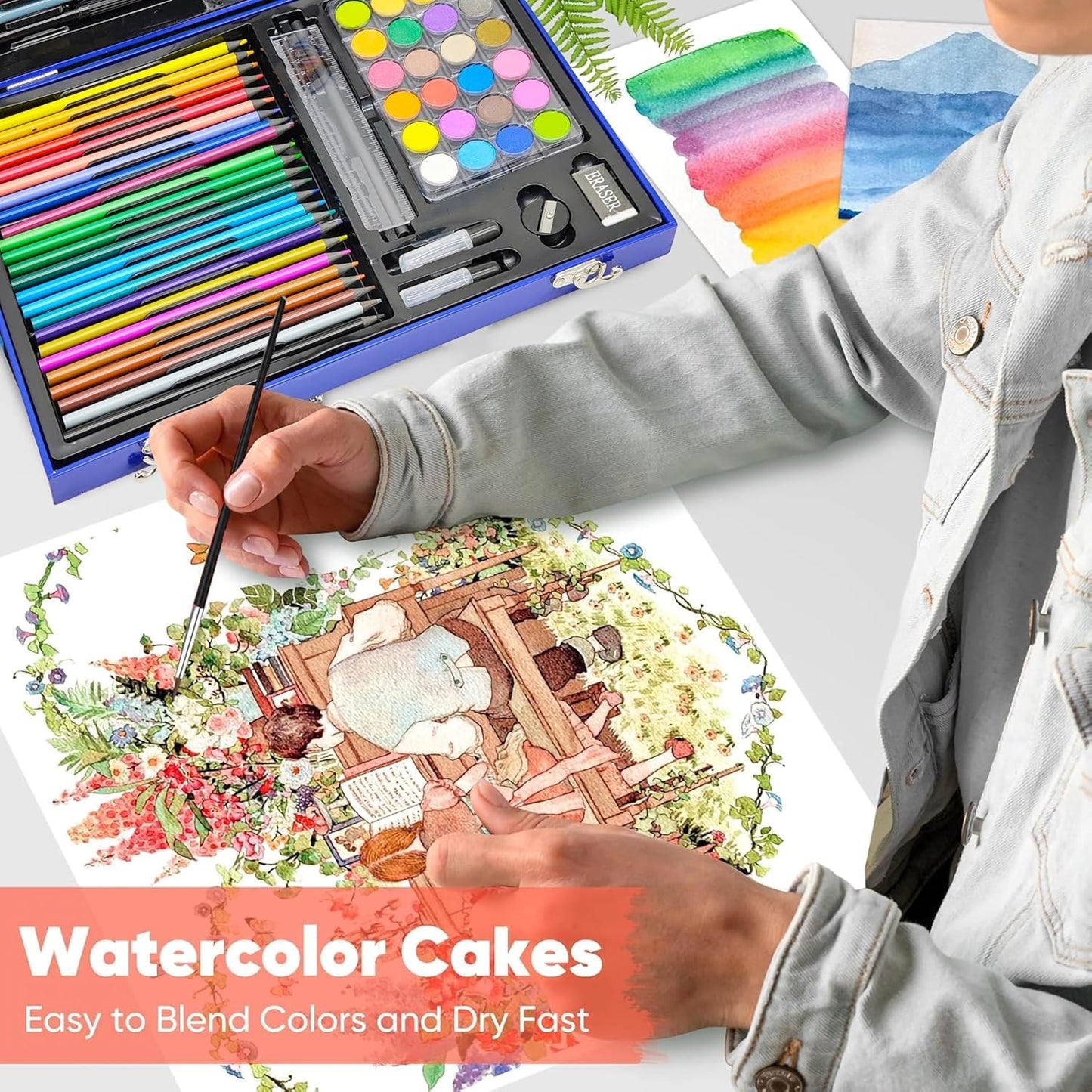 128-Piece Kids Art & Drawing Set in Portable Carry Case