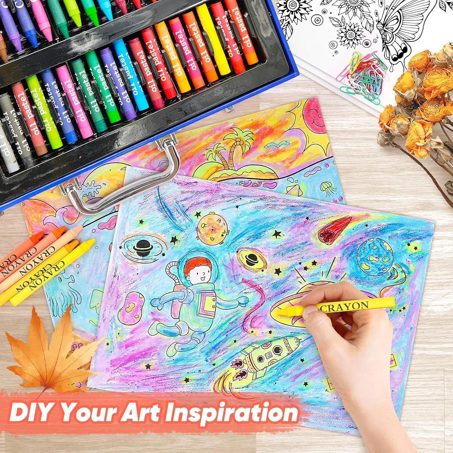 128-Piece Kids Art & Drawing Set in Portable Carry Case