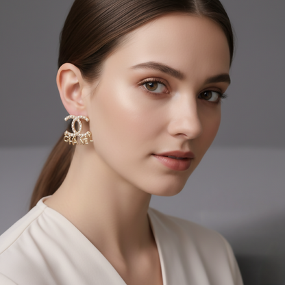 Earrings Gold Metal Imitation Pearl Bow-tiful Drop