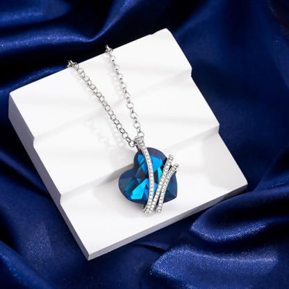 Crystal Heart Charm Pendant Necklace for Women