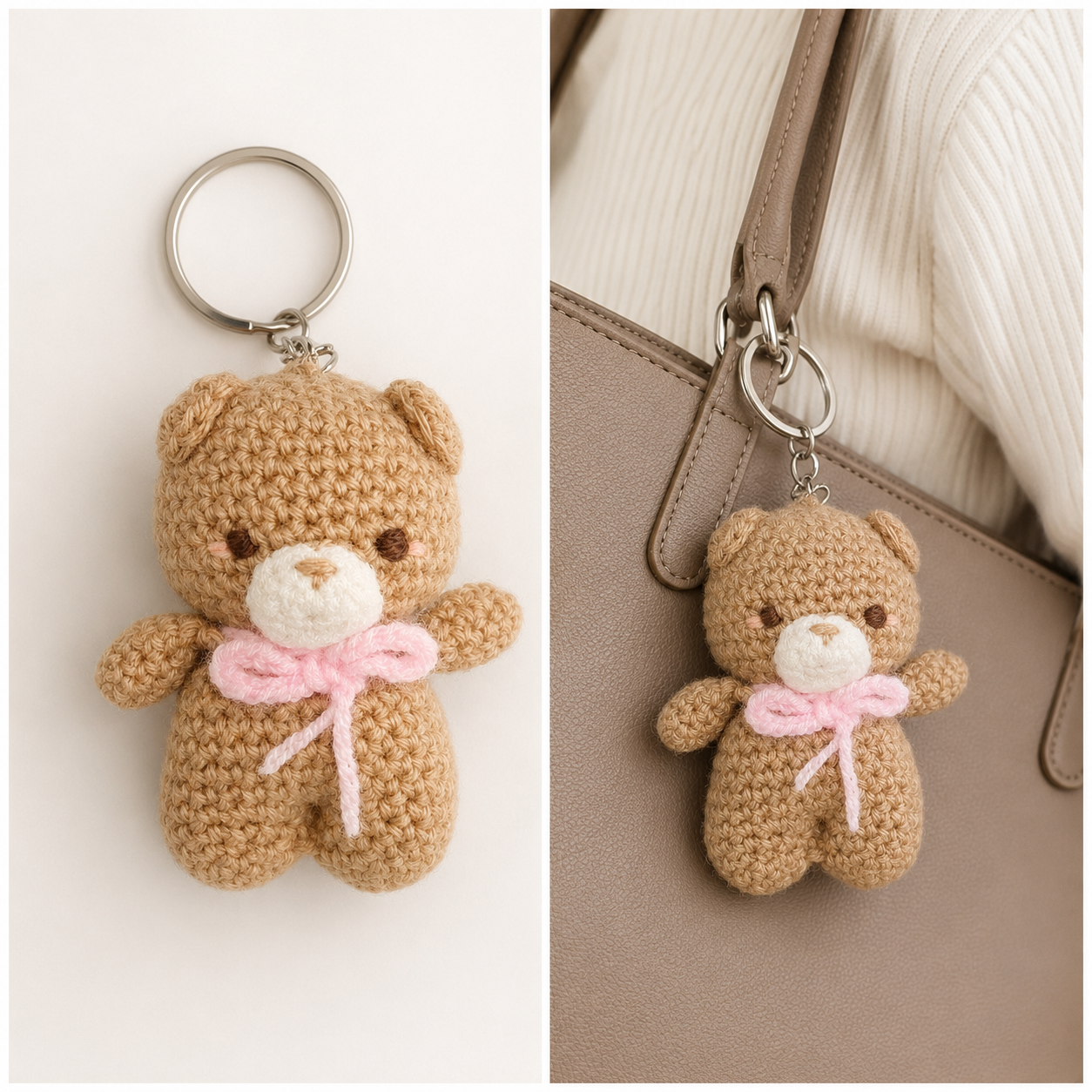 Handmade Crochet Teddy Bear Keychain