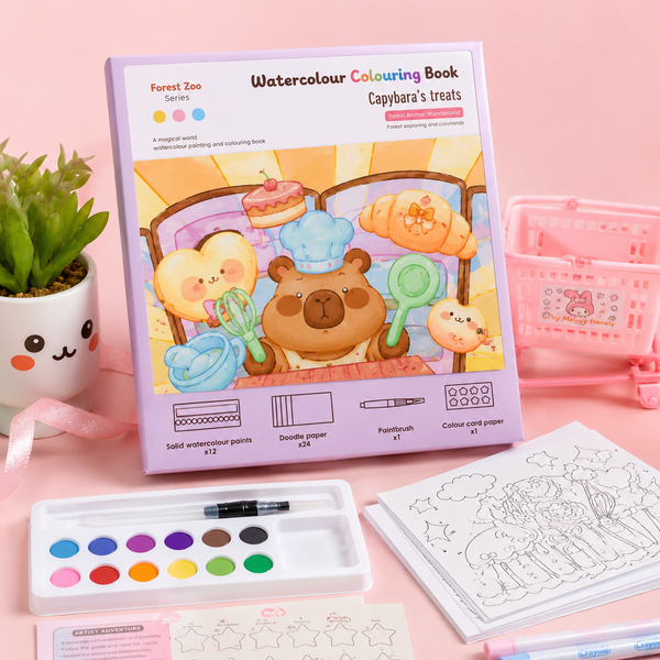 Watercolour Colouring Book With Paints (Assorted)