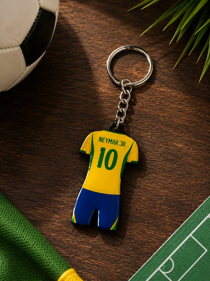 Brazil No. 10 Football Jersey Keychain – Neymar Jr Inspired Mini Shirt Key Ring
