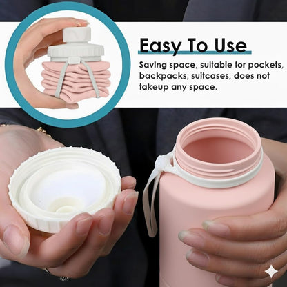 Foldable Silicone Water Bottle 600ml | Leak-Proof & BPA-Free
