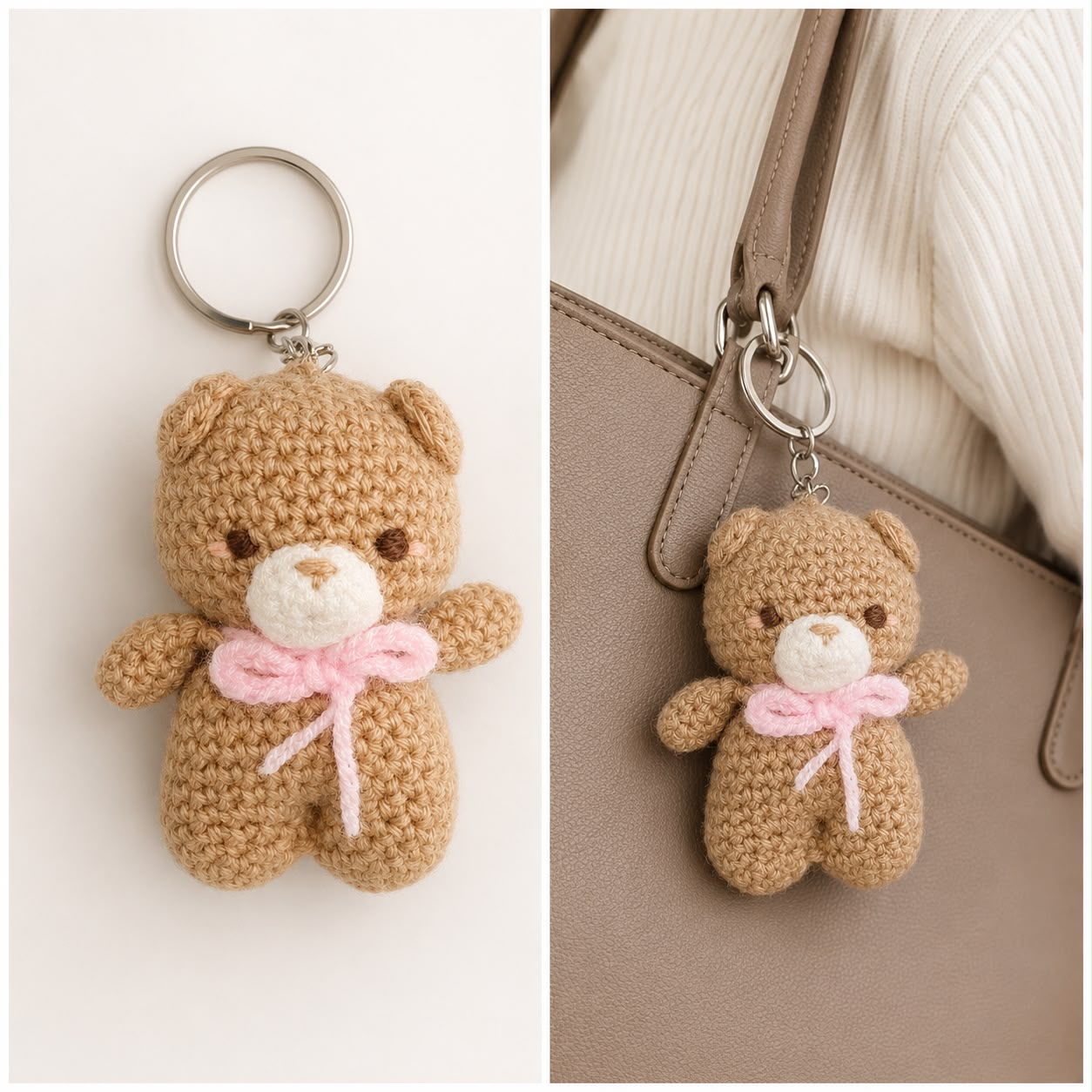 Handmade Crochet Teddy Bear Keychain
