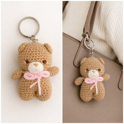 Handmade Crochet Teddy Bear Keychain