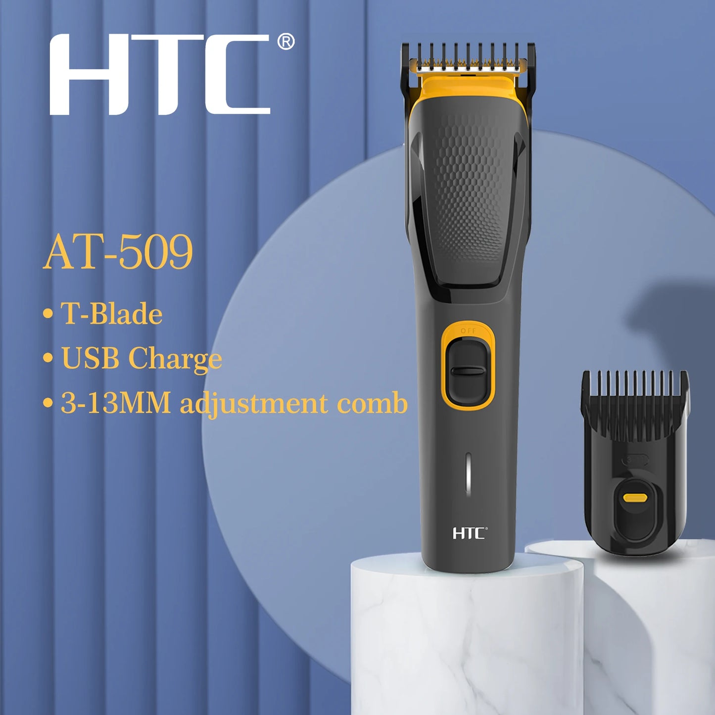Professional Hair and Beard Trimmer USB Rechargeable HTC AT-509