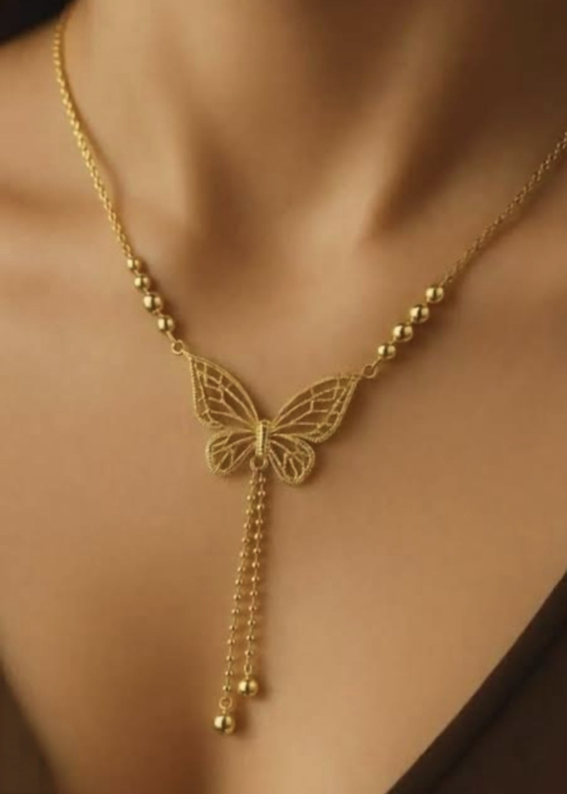 Elegant Gold-Plated Butterfly Locket Necklace